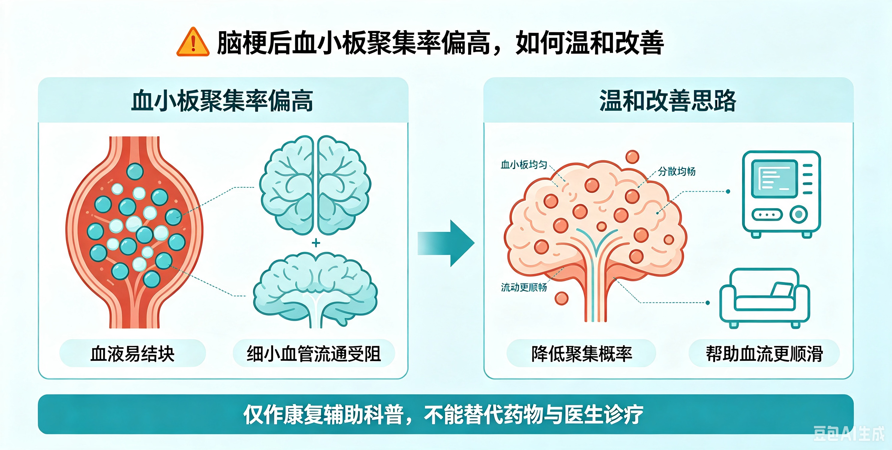 脑梗后血管血小板聚集率偏高,如何温和改善?