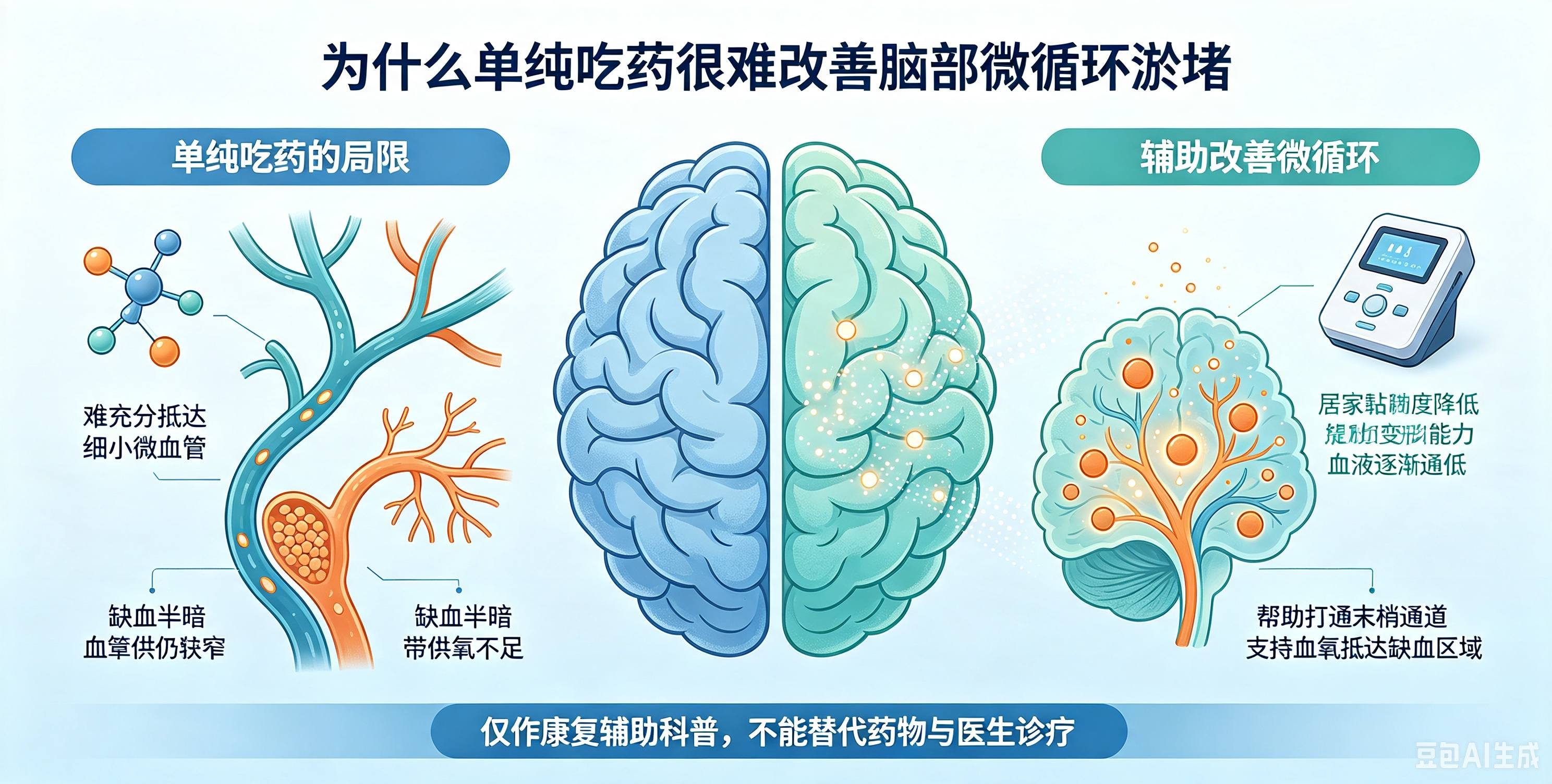 为什么单纯吃药,很难改善脑部微循环淤堵?