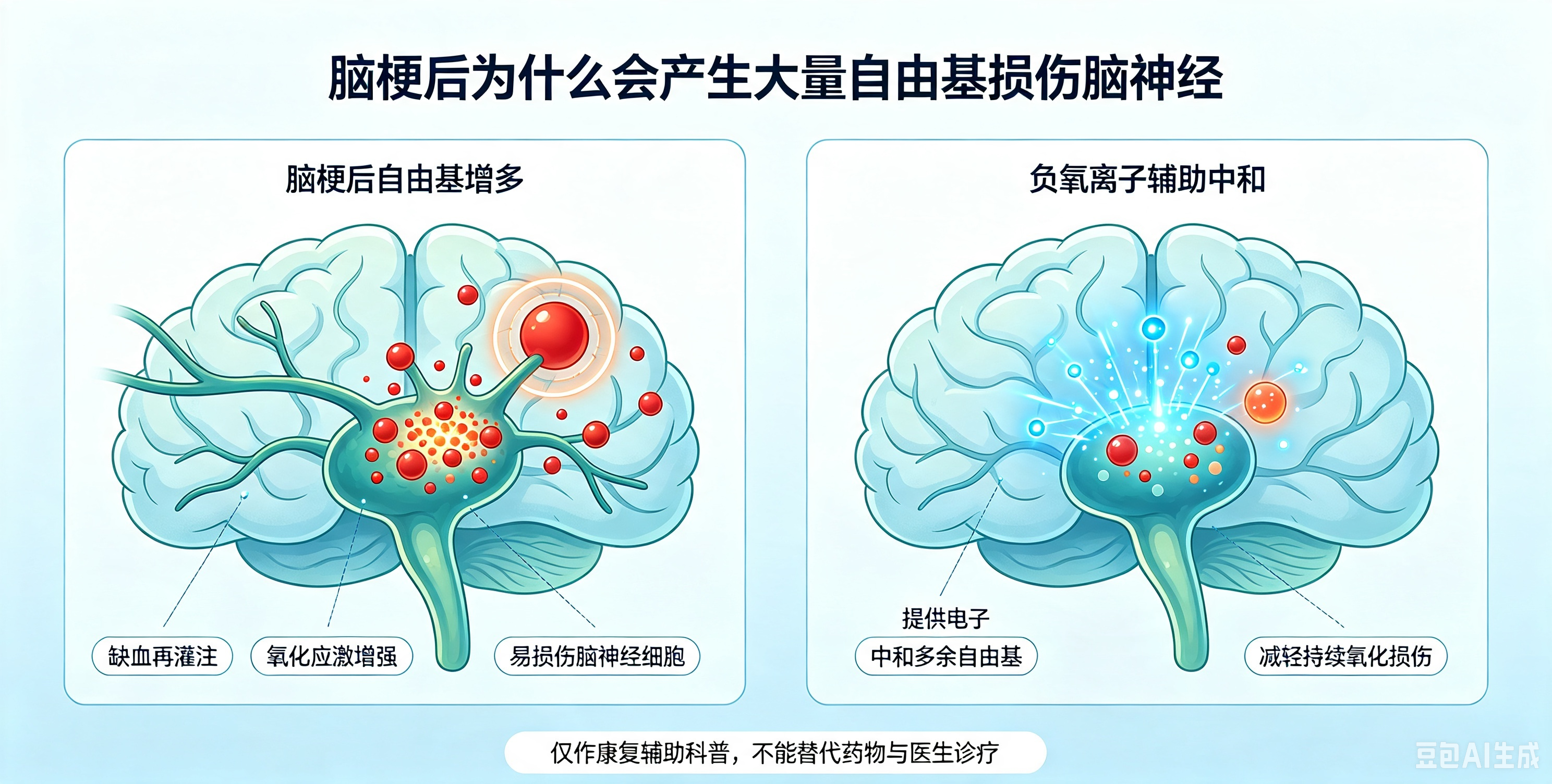 脑梗后为什么会产生大量自由基损伤脑神经?