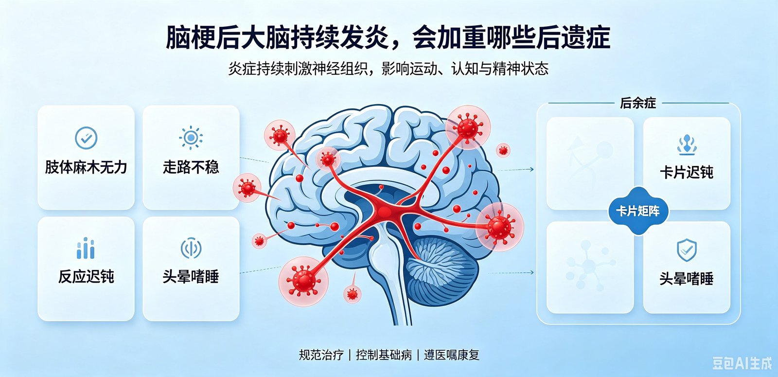 脑梗后大脑持续发炎,会加重哪些后遗症?