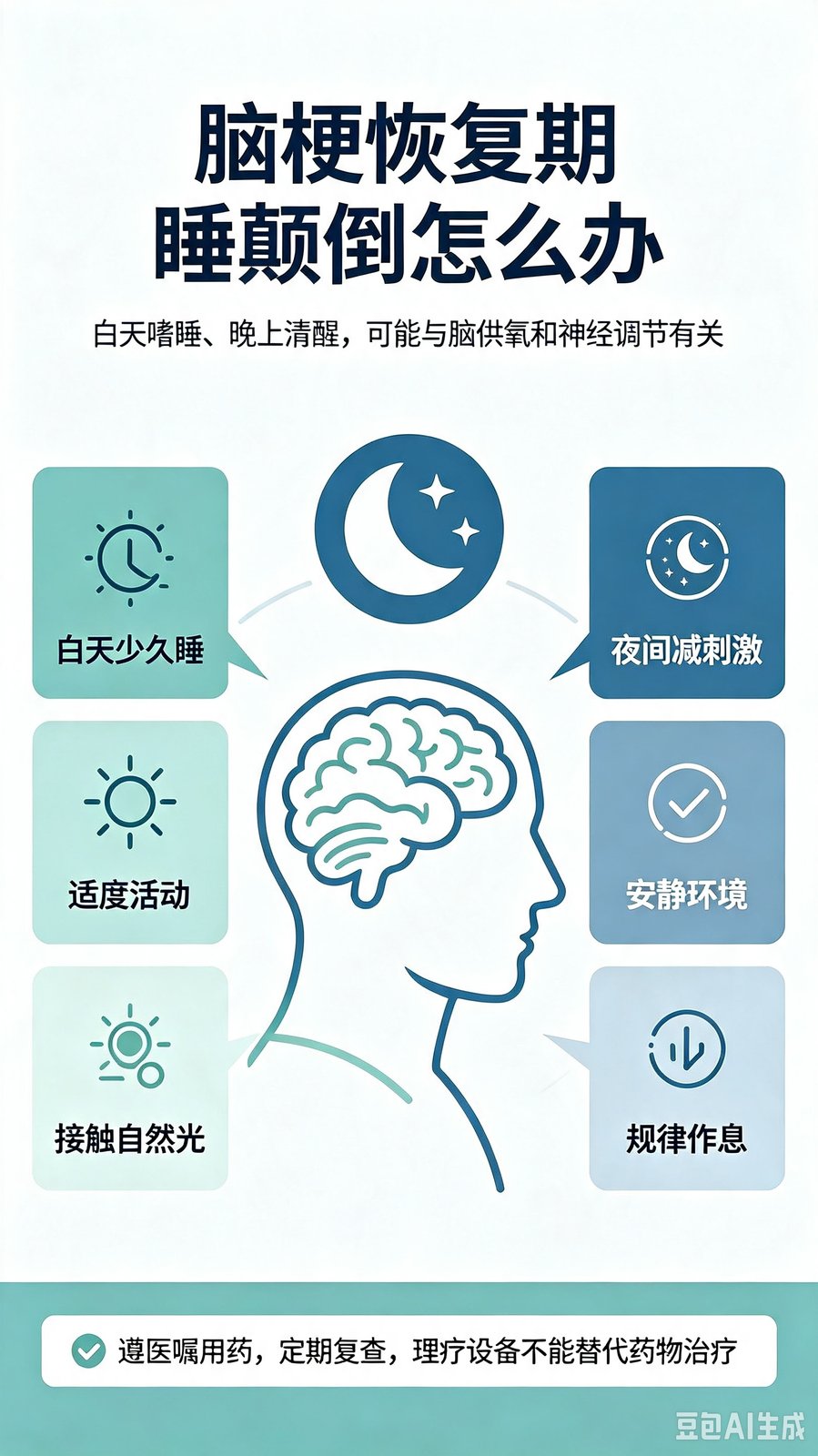 脑梗恢复期睡颠倒、白天嗜睡晚上清醒怎么办?