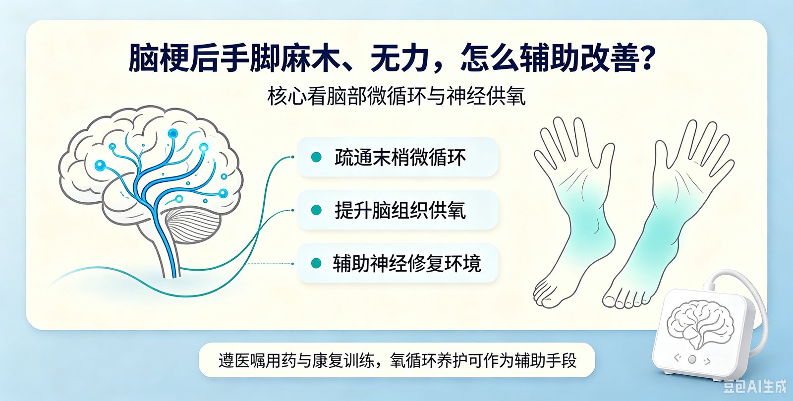 脑梗手脚麻木、无力,氧循环辅助有用吗?