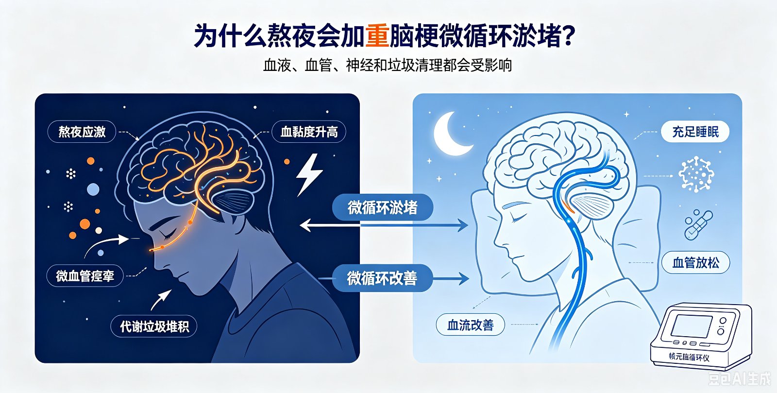 为什么熬夜会加重脑梗微循环淤堵?