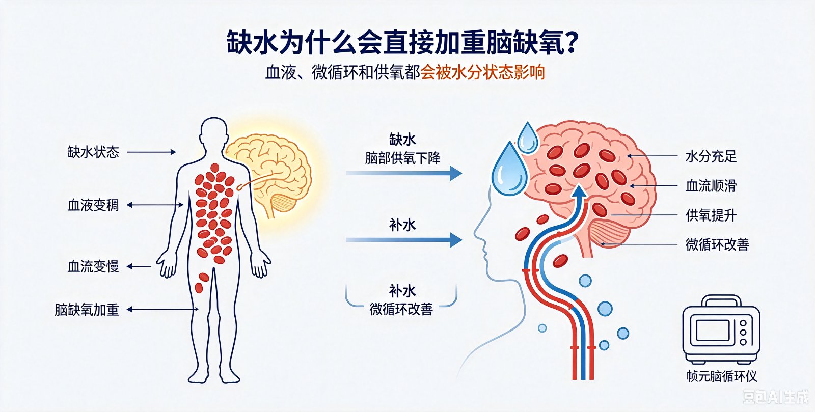 缺水为什么直接加重脑梗患者脑缺氧?