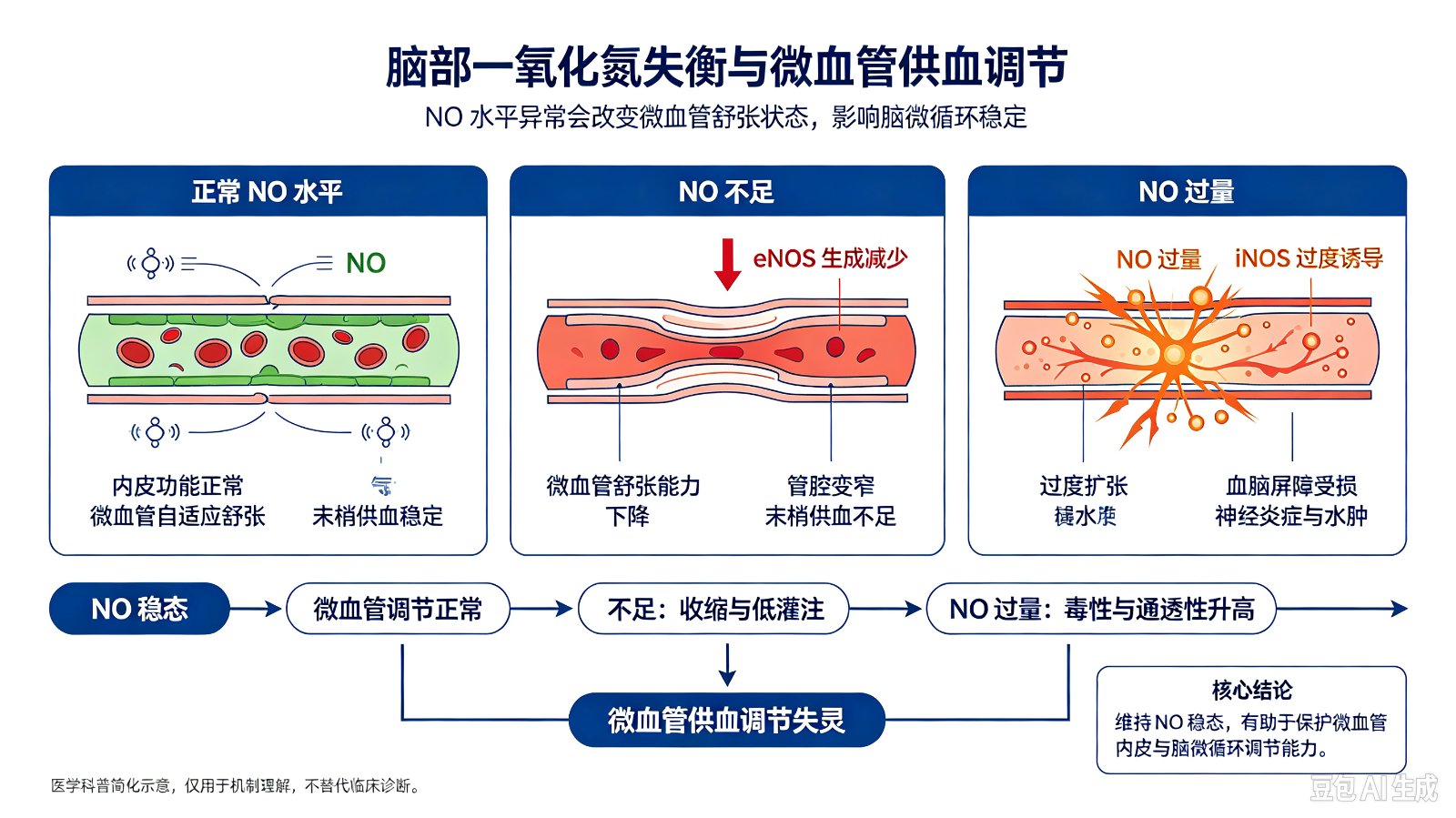 脑部一氧化氮失衡如何影响微血管的供血调节?