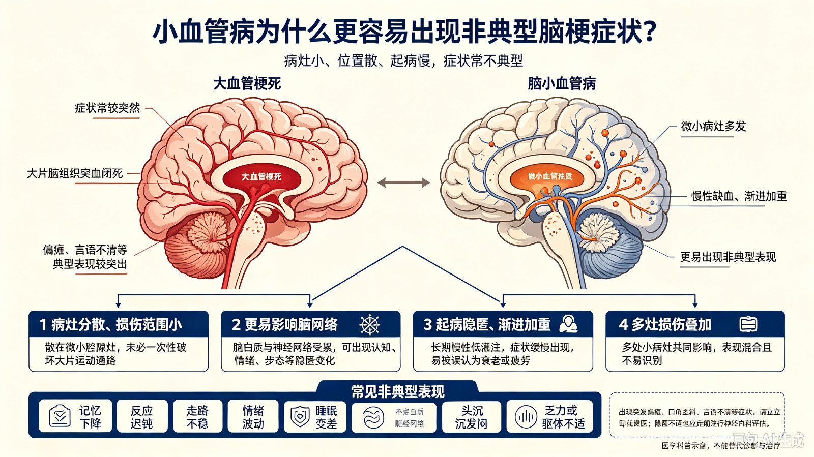小血管病为什么更容易出现非典型脑梗症状?