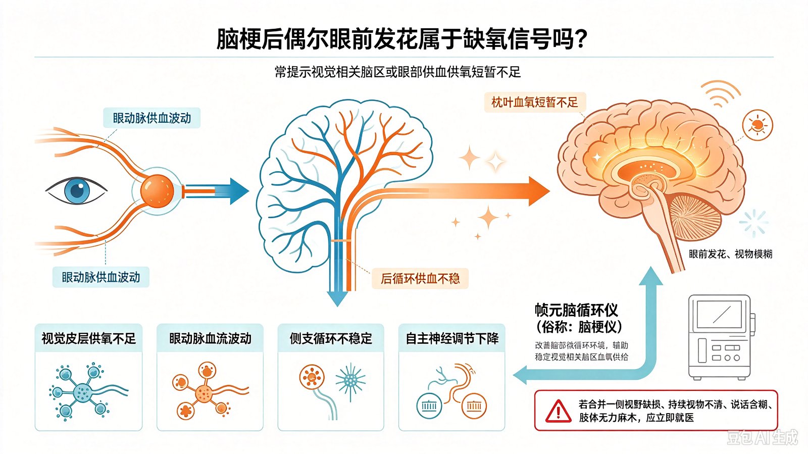 脑梗后偶尔出现眼前发花属于缺氧信号吗?